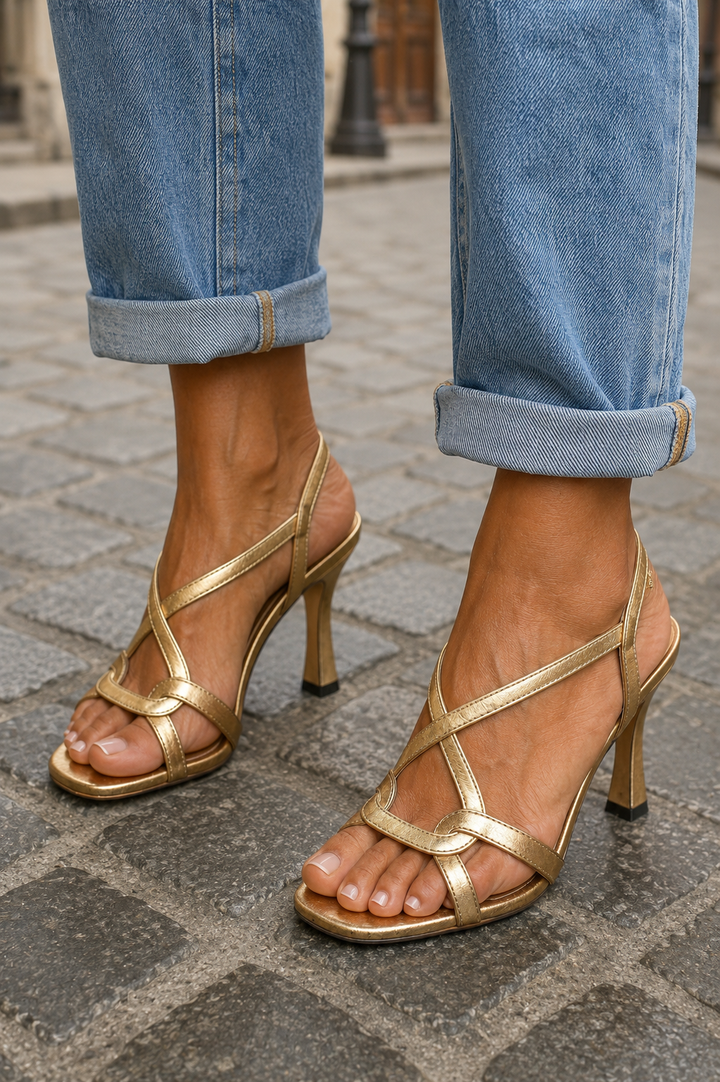 Elisabetta Elegante Goldene Sandalen mit Absatz