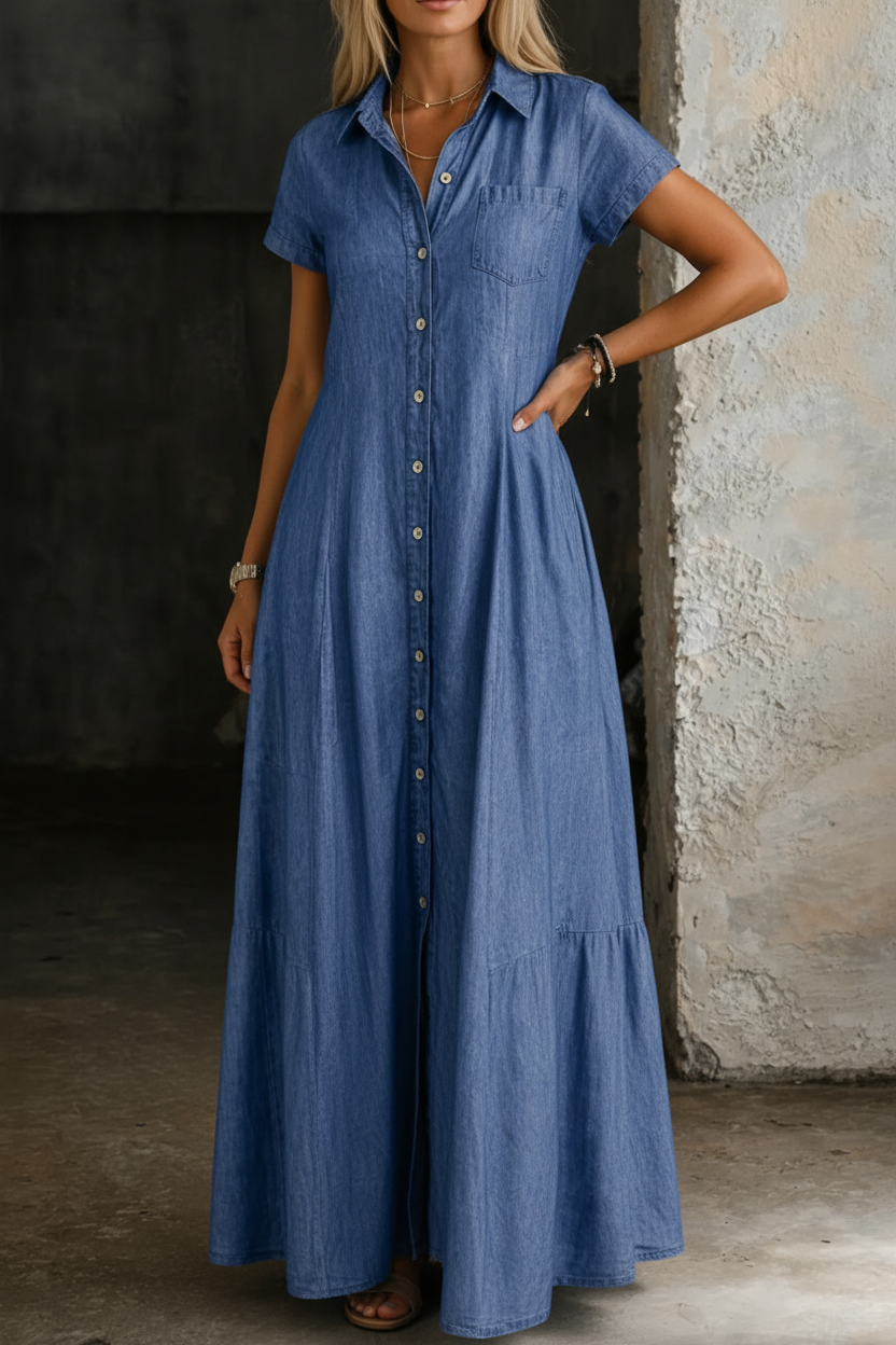 Eliza | Langes Denim-Kleid