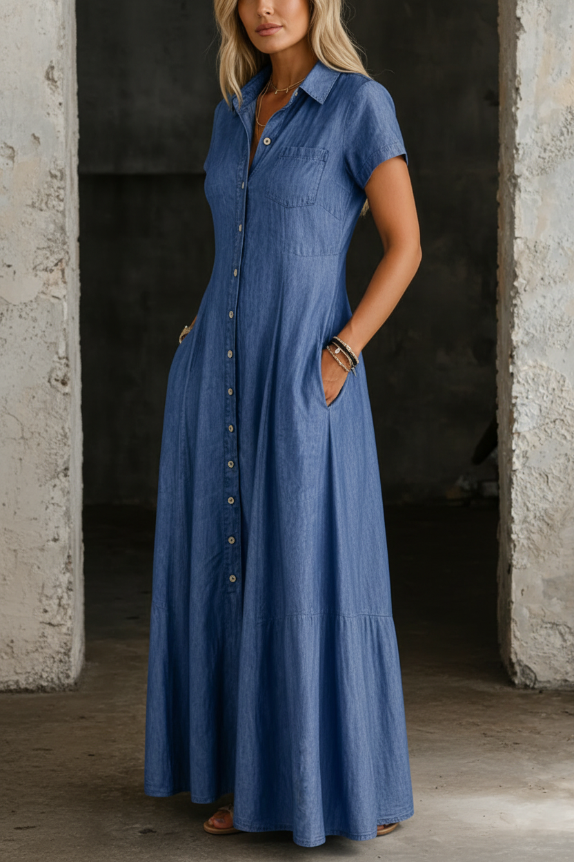 Eliza | Langes Denim-Kleid