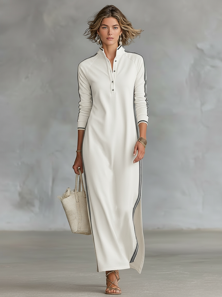 Friederike | Sweat Maxi Kleid Knopfkragen