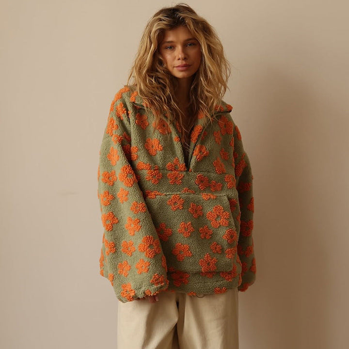 Rebekka | Warmer Fleece-Pullover mit Blumenprint