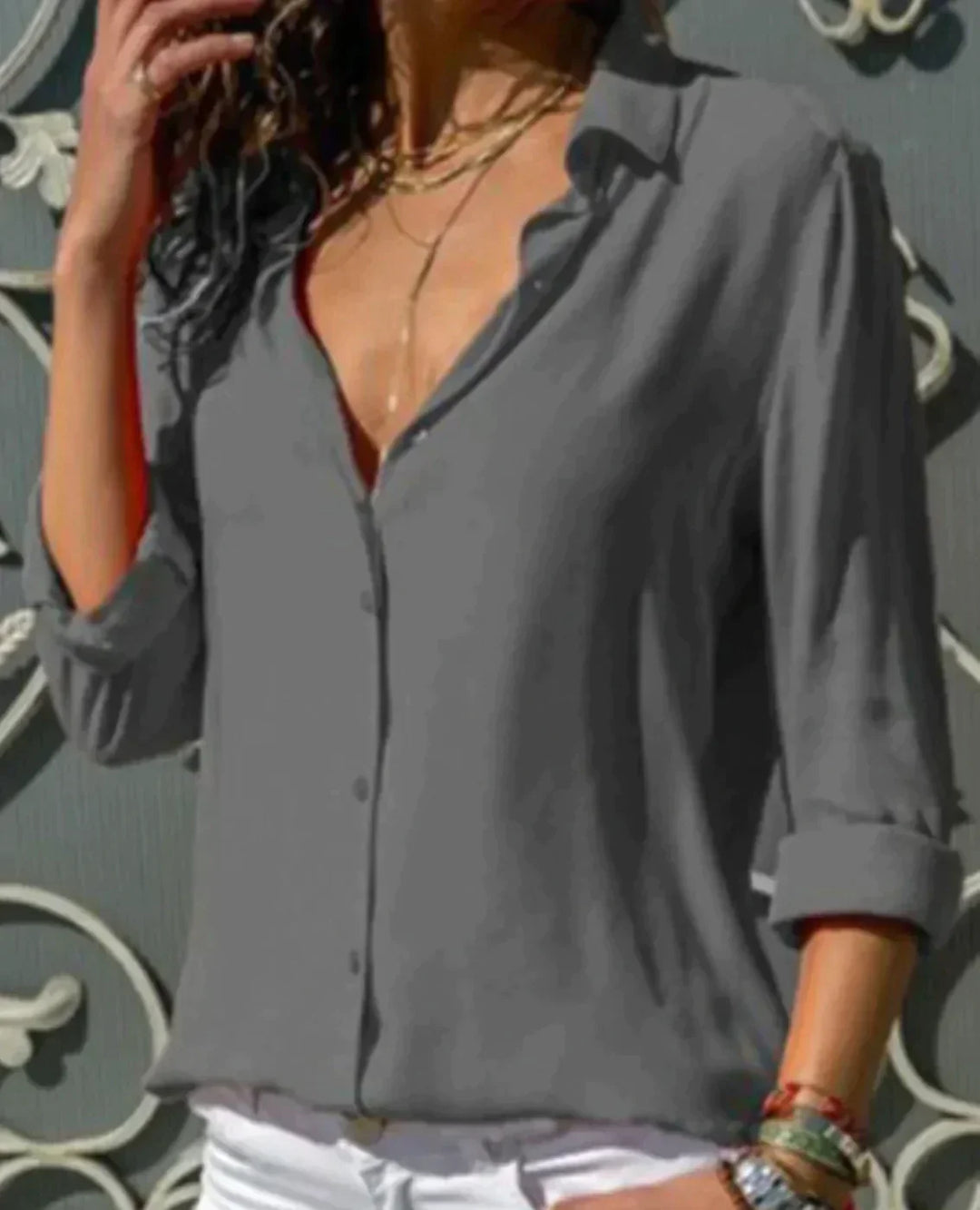 Clara | Damen Satin Bluse Langarm Elegant Hemdbluse Business