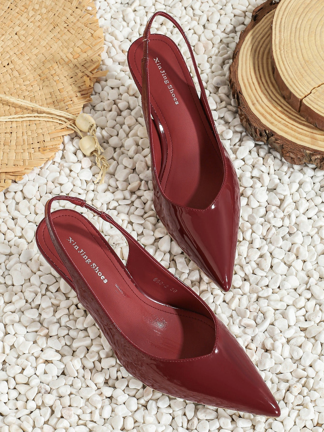 AMIRA™ - Damen PU-Leder Slingback-Absätze Einfache einfarbige spitze Pumps