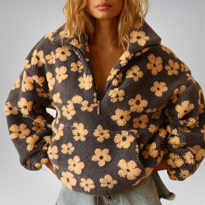 Rebekka | Warmer Fleece-Pullover mit Blumenprint