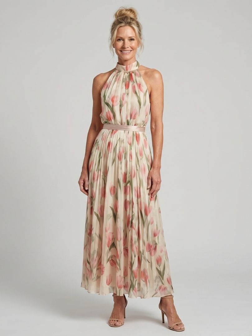 Aurelle | Halterneck Blumenkleid Midi
