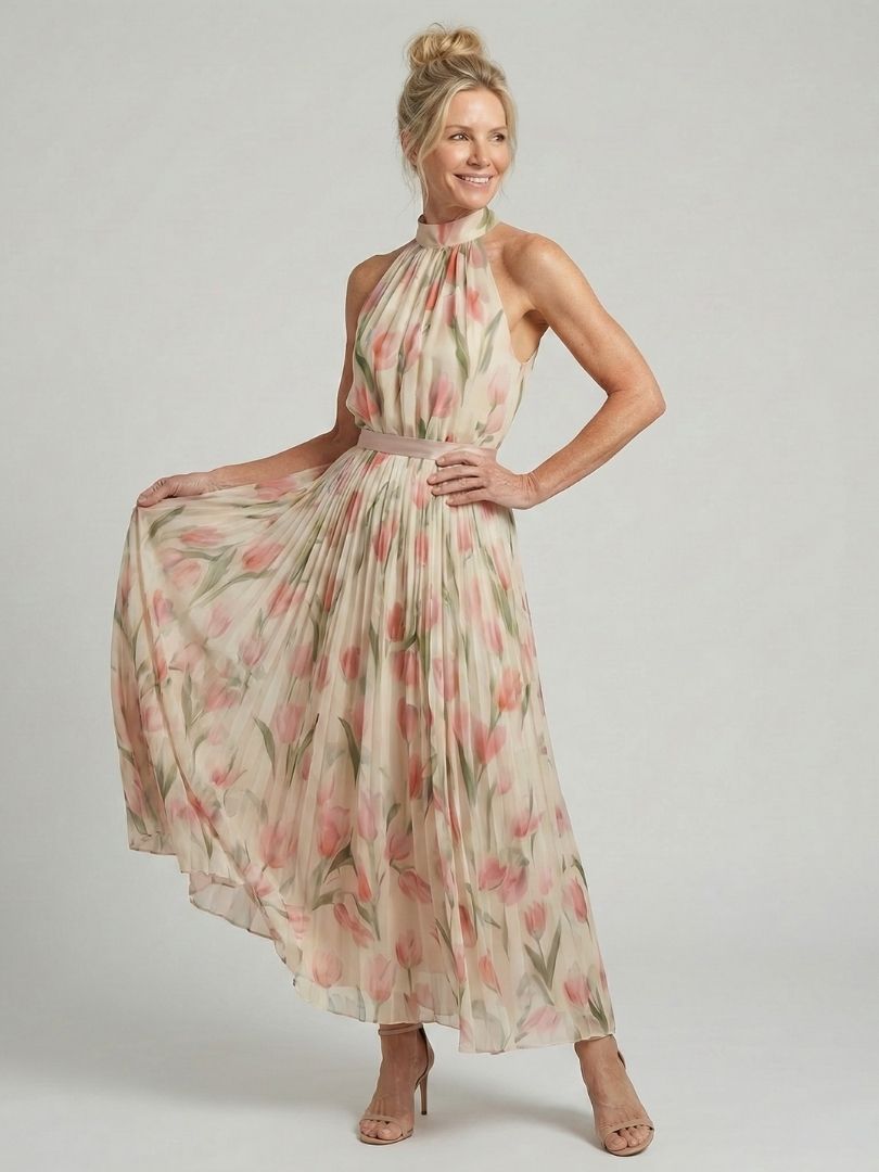 Aurelle | Halterneck Blumenkleid Midi
