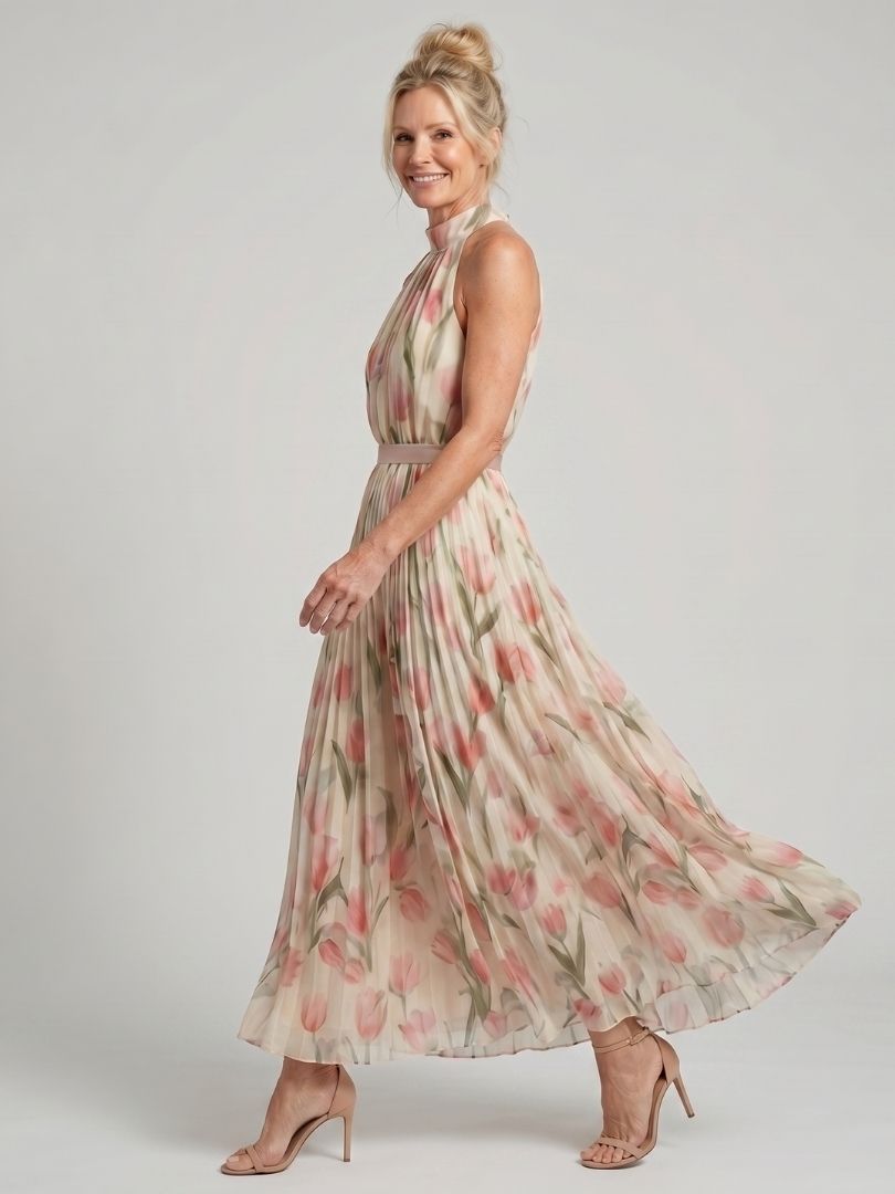 Aurelle | Halterneck Blumenkleid Midi