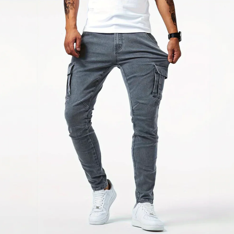 Norman | Herren Cargo Skinny Jeans slim fit mit Seitentaschen
