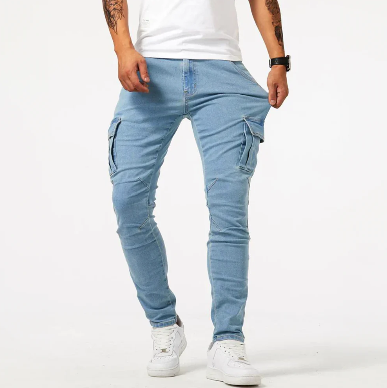 Norman | Herren Cargo Skinny Jeans slim fit mit Seitentaschen