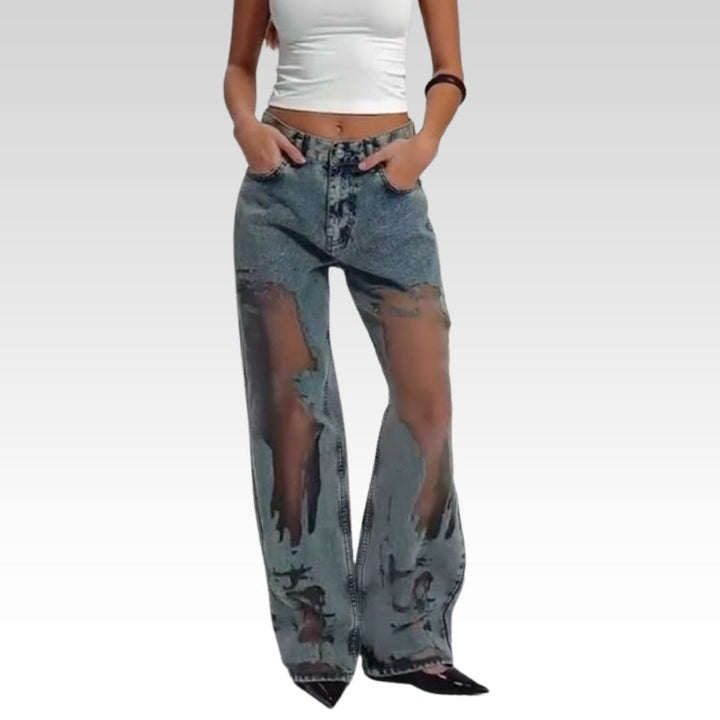 Wanda | JEANS MIT VINTAGE MESH PATCHWORK PRINT