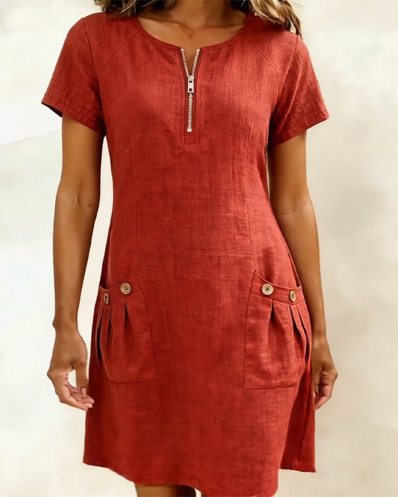 Lisa  Baumwollkleid mit Reißverschluss