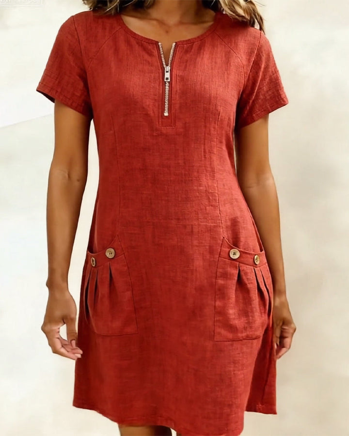 Lisa  Baumwollkleid mit Reißverschluss