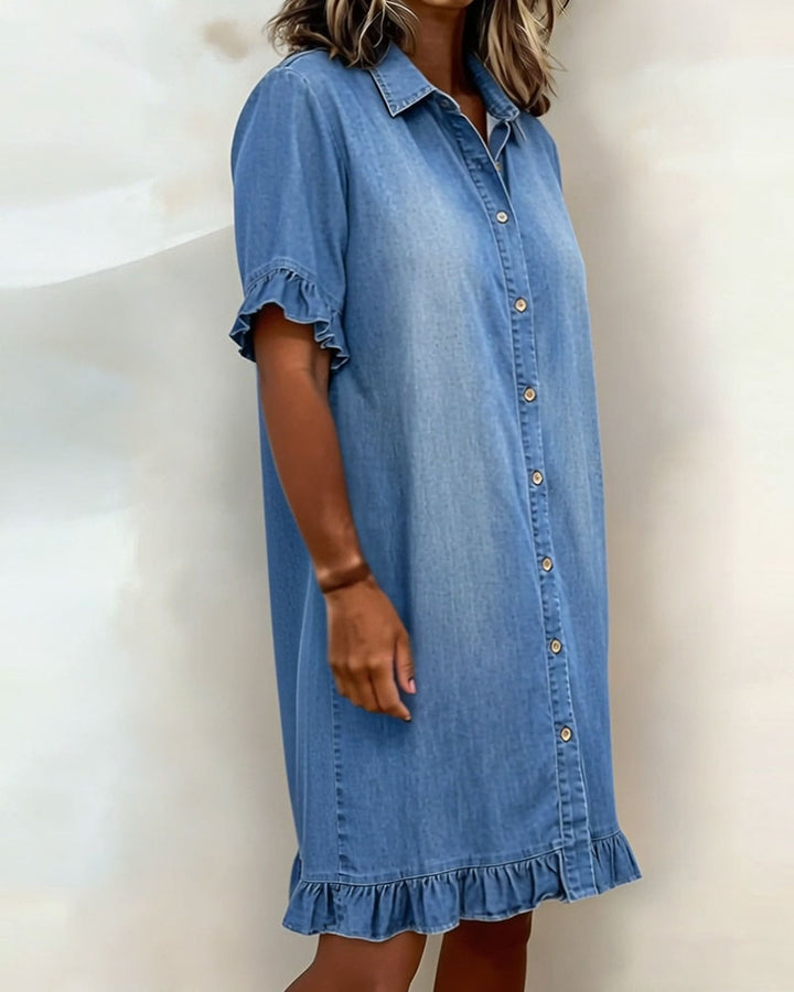 Belinda| Bequemes Denim-Kleid mit schmeichelnder Raffung