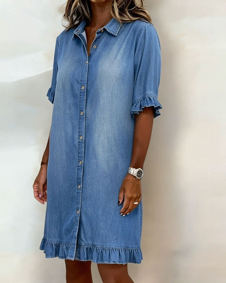 Belinda| Bequemes Denim-Kleid mit schmeichelnder Raffung