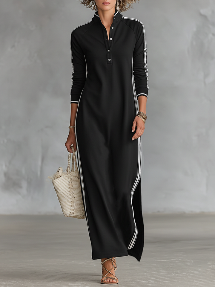 Friederike | Sweat Maxi Kleid Knopfkragen