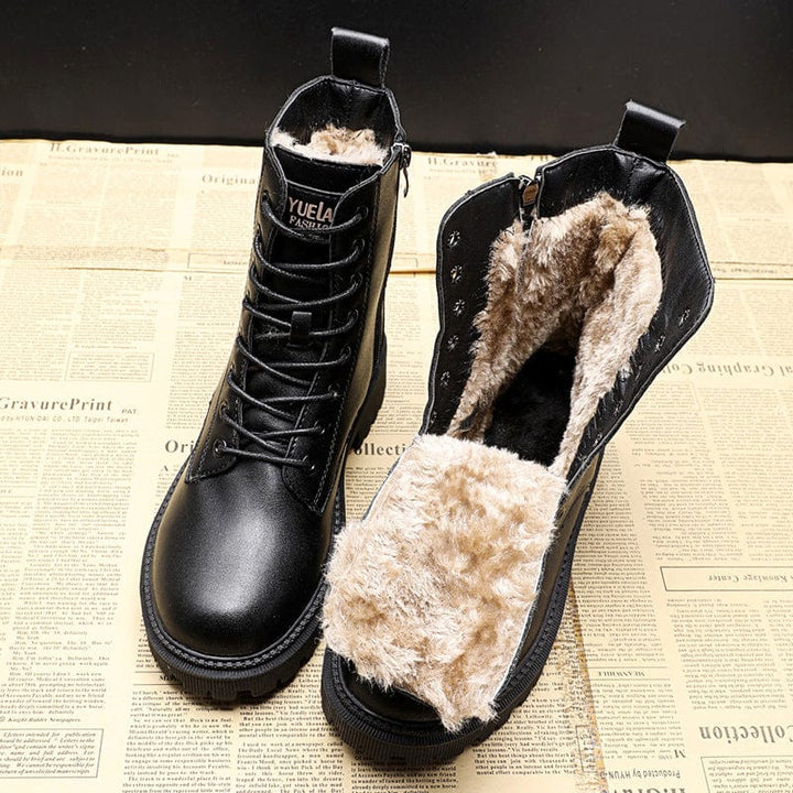 Elegante Winterstiefel aus schwarzem Leder