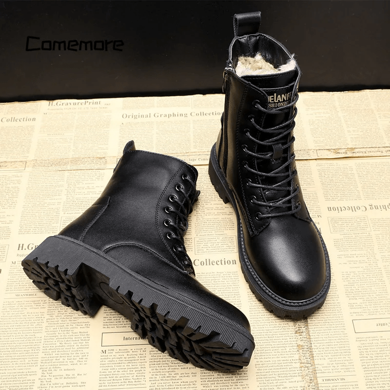 Elegante Winterstiefel aus schwarzem Leder