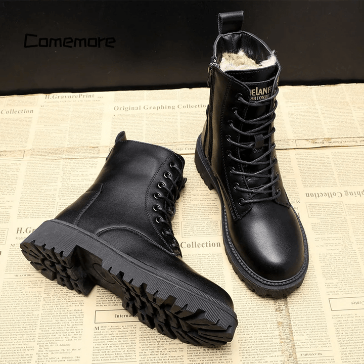 Elegante Winterstiefel aus schwarzem Leder