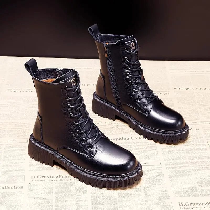 Elegante Winterstiefel aus schwarzem Leder