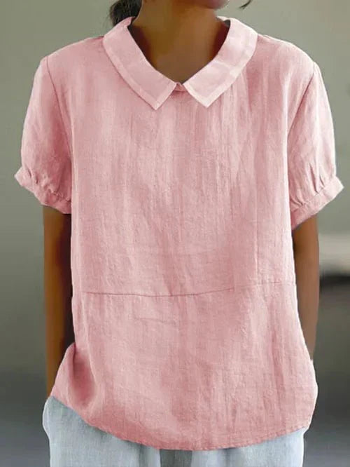 Alma | Kurzarmbluse für Damen mit Peter-Pan-Kragen
