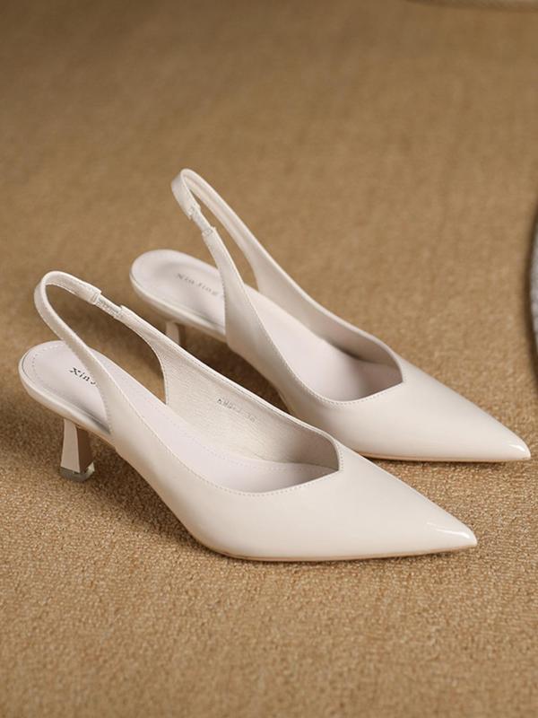 AMIRA™ - Damen PU-Leder Slingback-Absätze Einfache einfarbige spitze Pumps