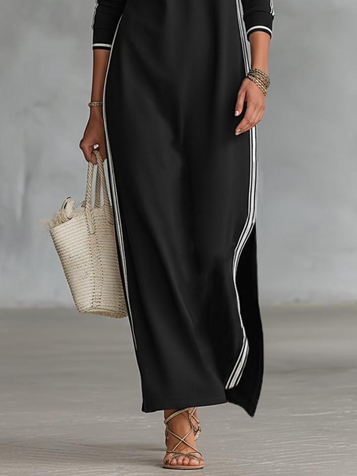 Friederike | Sweat Maxi Kleid Knopfkragen