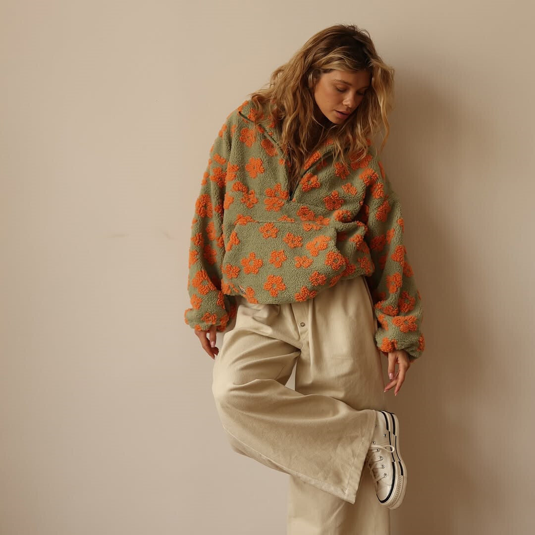 Rebekka | Warmer Fleece-Pullover mit Blumenprint
