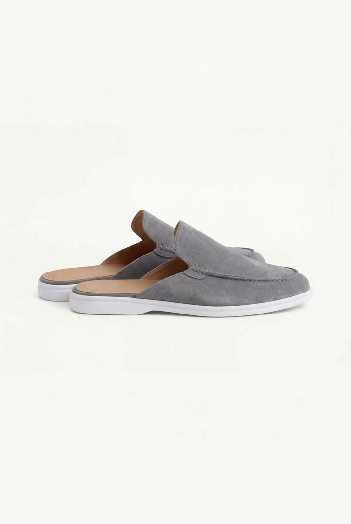 Grauer Wildleder Yacht Mule