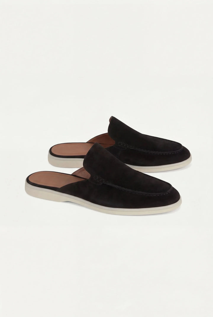 Schwarzer Wildleder Yacht Mule