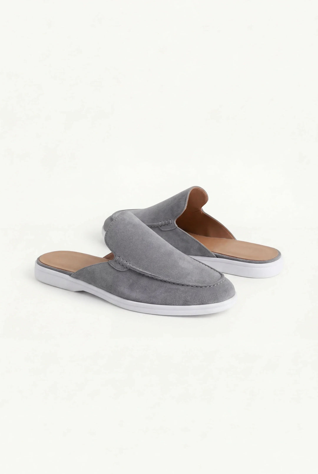 Grauer Wildleder Yacht Mule