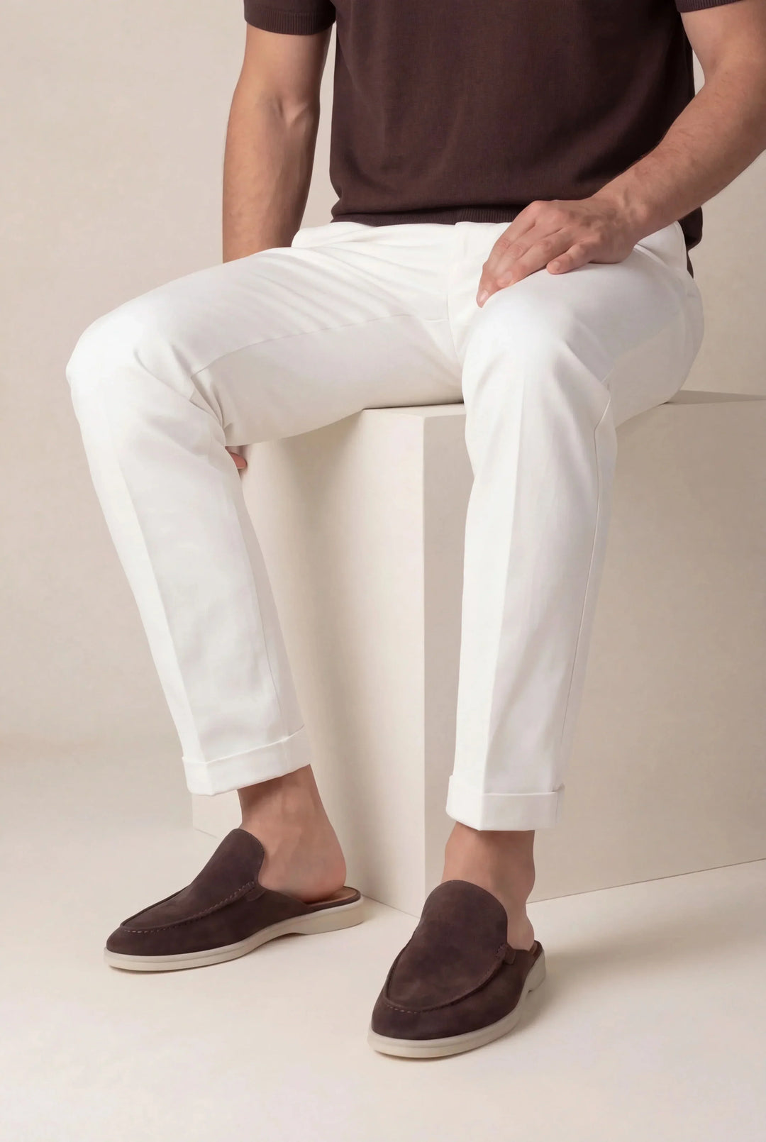Brauner Wildleder Yacht Mule