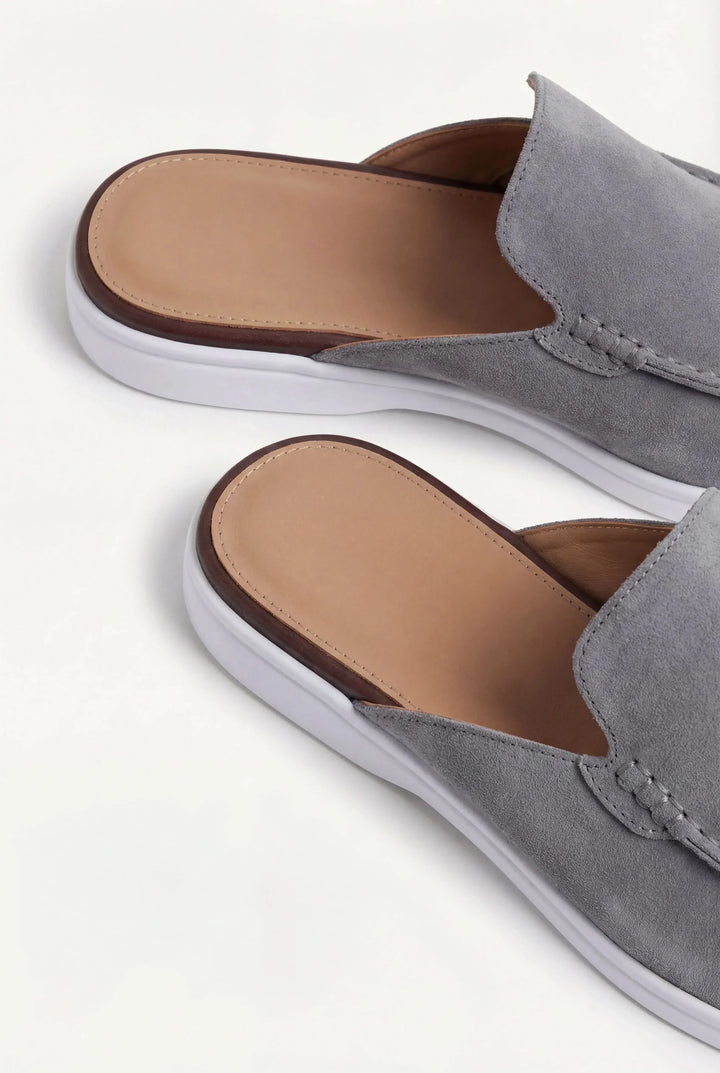 Grauer Wildleder Yacht Mule