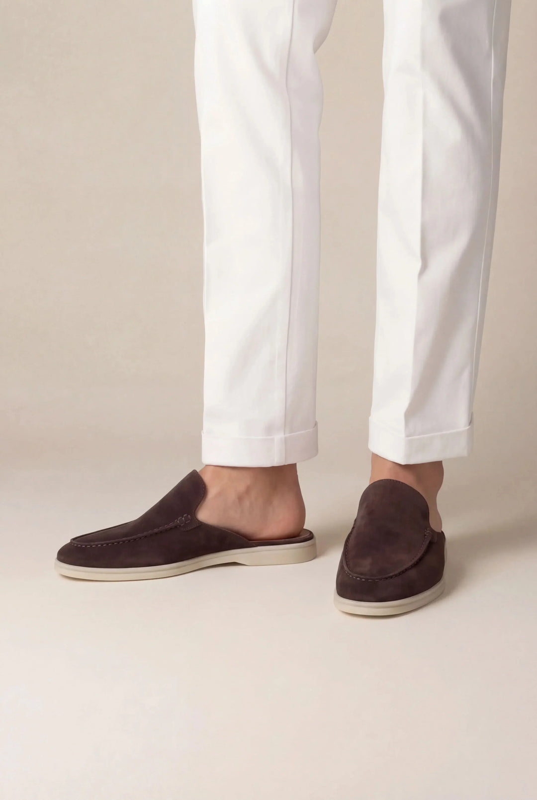 Brauner Wildleder Yacht Mule