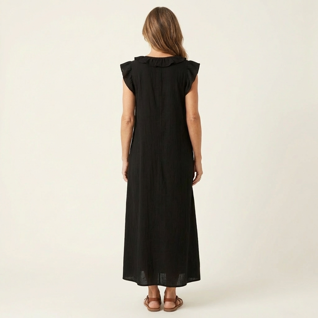Josette | Rüschenshirt V-Ausschnitt Maxikleid