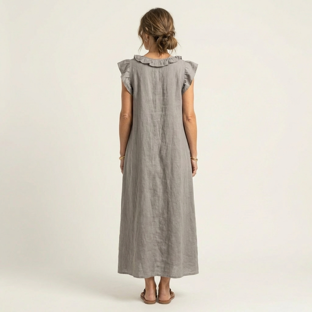 Josette | Rüschenshirt V-Ausschnitt Maxikleid