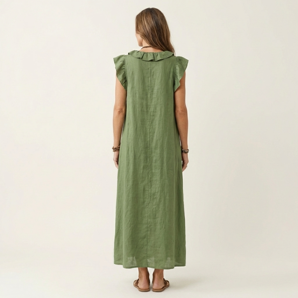 Josette | Rüschenshirt V-Ausschnitt Maxikleid
