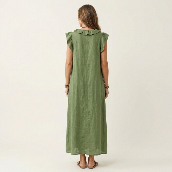 Josette | Rüschenshirt V-Ausschnitt Maxikleid