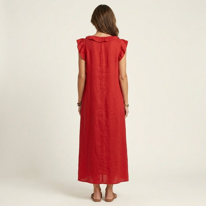 Josette | Rüschenshirt V-Ausschnitt Maxikleid