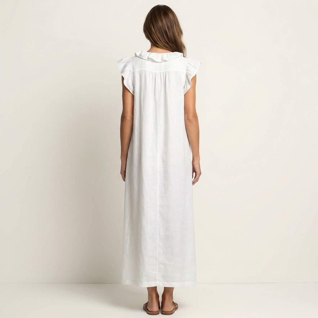 Josette | Rüschenshirt V-Ausschnitt Maxikleid