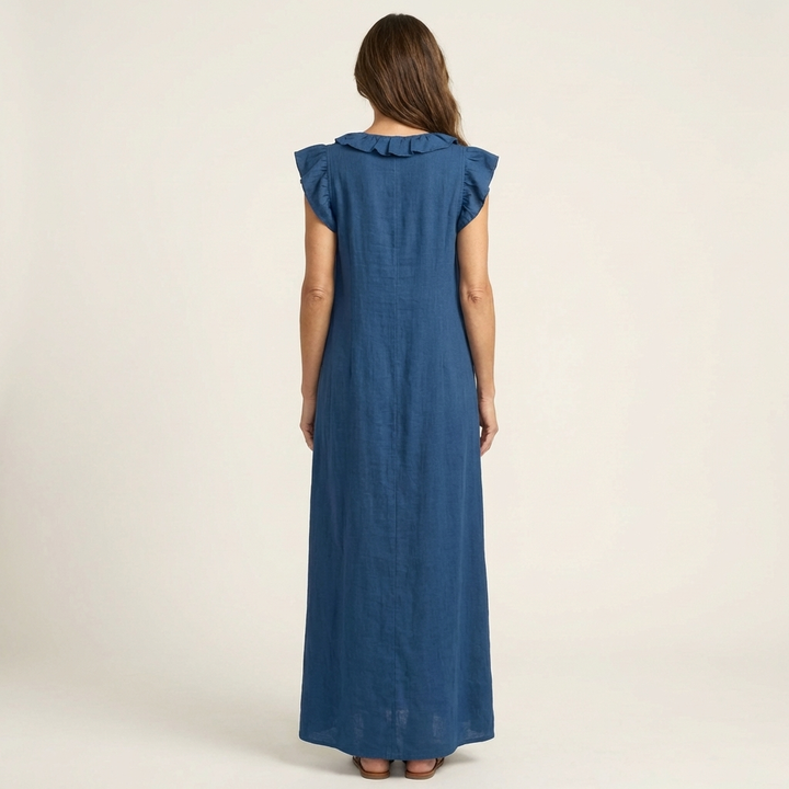 Josette | Rüschenshirt V-Ausschnitt Maxikleid