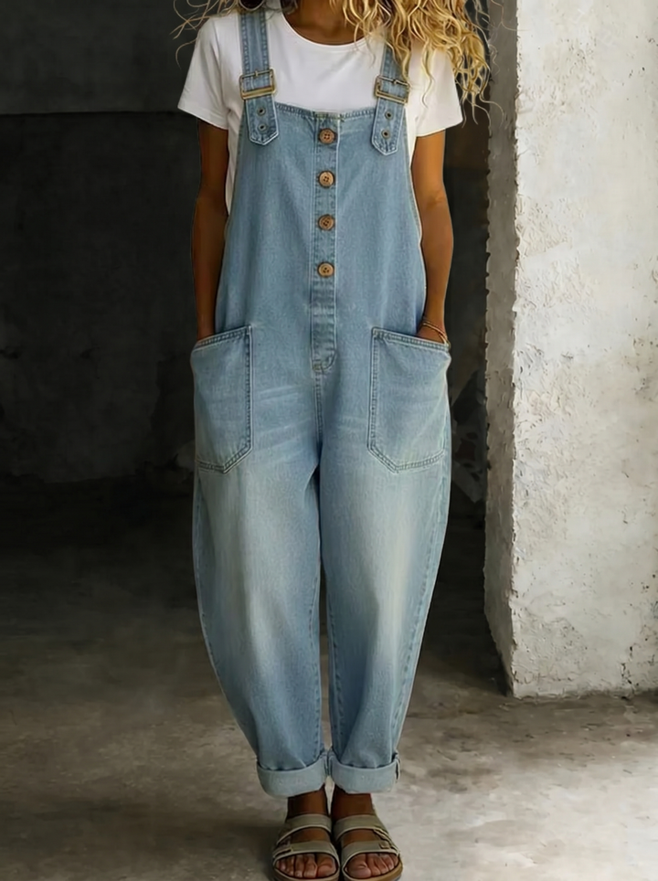 Carmen - Vintage-Overall aus weichem Baumwoll-Denim mit verstellbaren Trägern