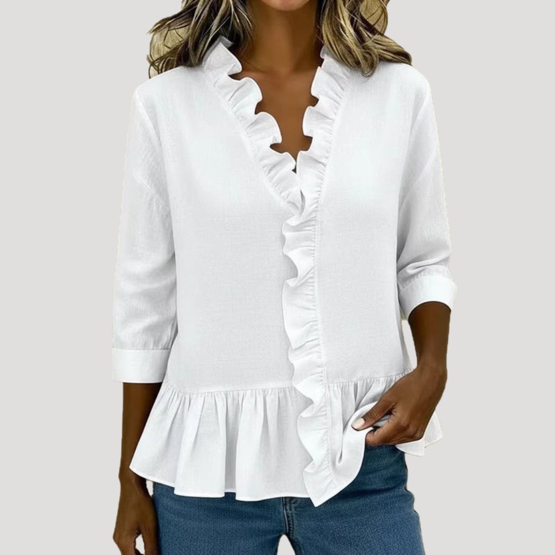 Malena | Damen Rüschen Langarm Bluse