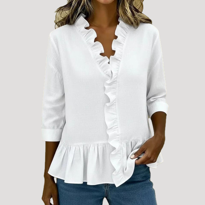 Malena | Damen Rüschen Langarm Bluse
