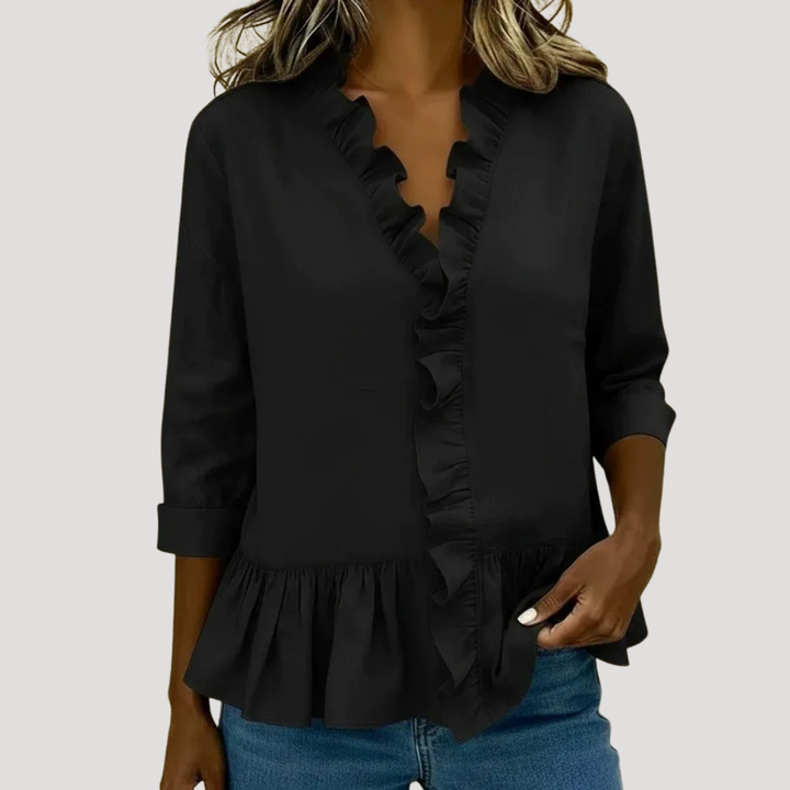 Malena | Damen Rüschen Langarm Bluse
