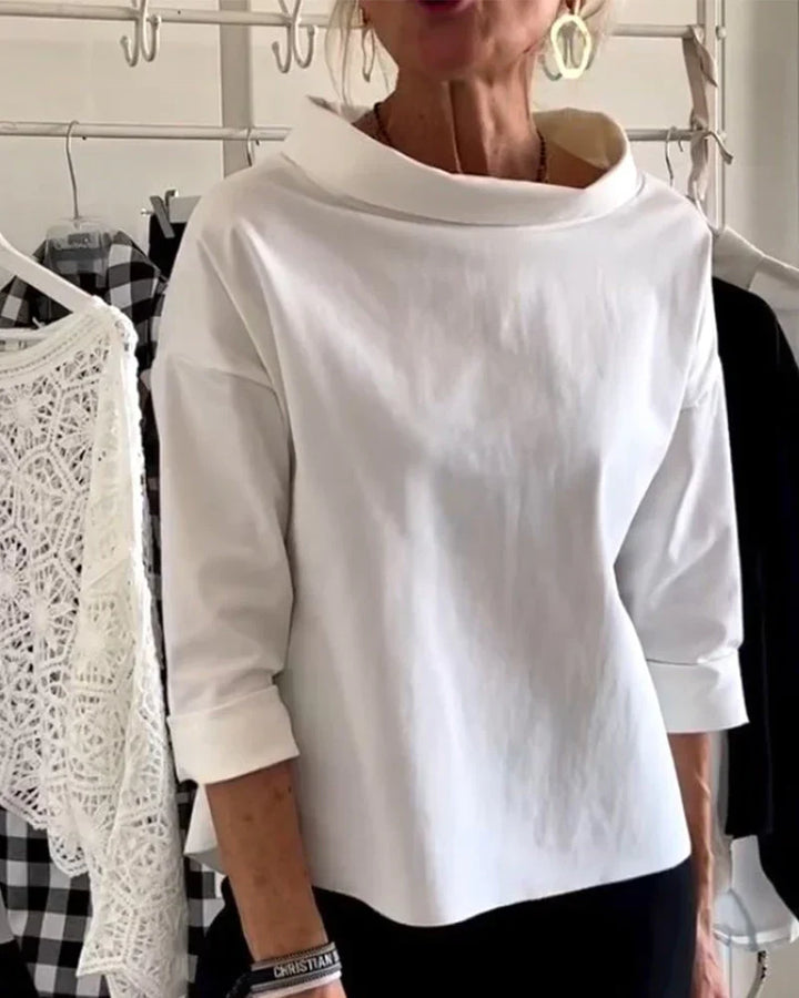 Serra | Damen Sweatshirt Stehkragen 3/4 Arm Unifarbe