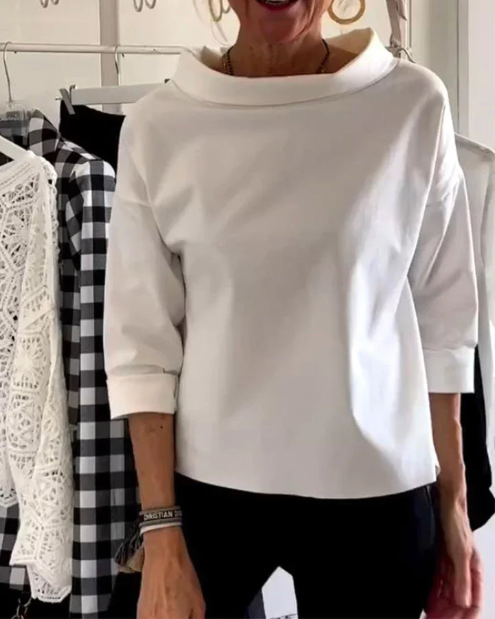 Serra | Damen Sweatshirt Stehkragen 3/4 Arm Unifarbe