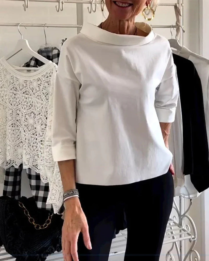 Serra | Damen Sweatshirt Stehkragen 3/4 Arm Unifarbe