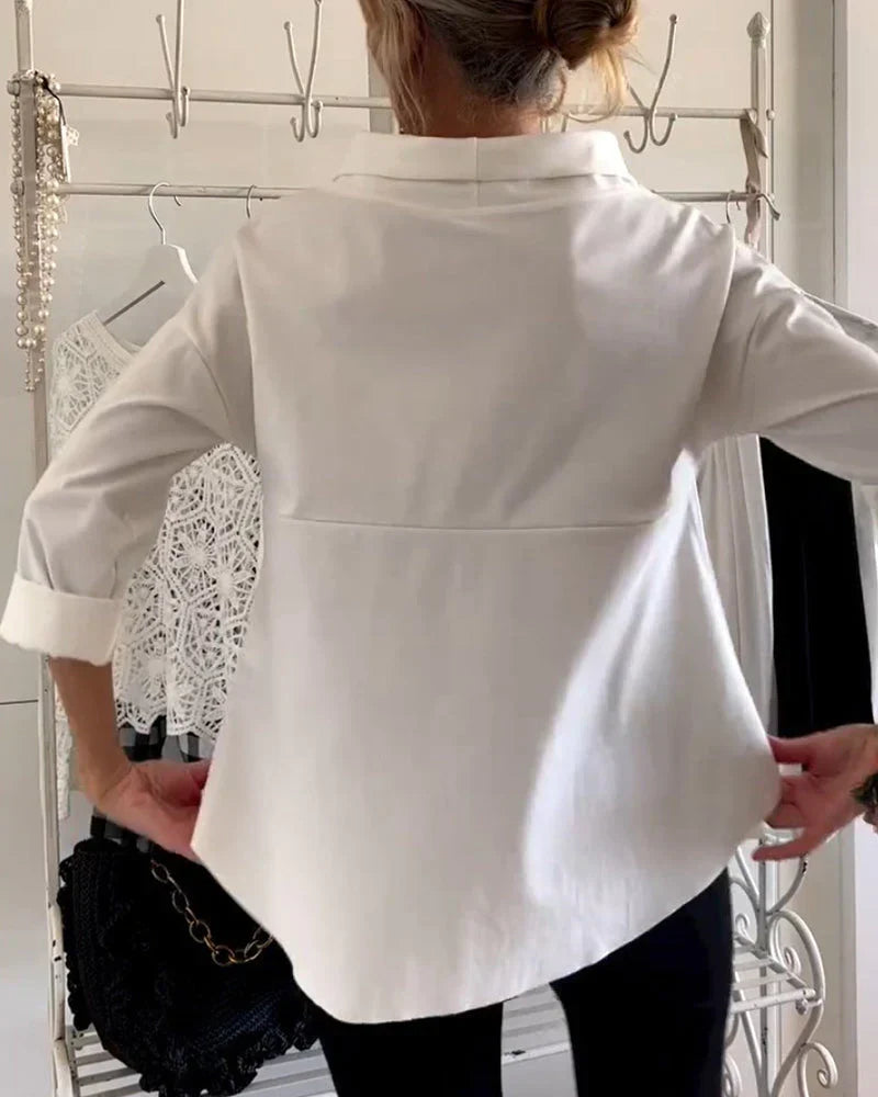 Serra | Damen Sweatshirt Stehkragen 3/4 Arm Unifarbe