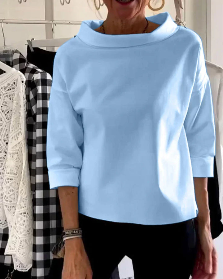Serra | Damen Sweatshirt Stehkragen 3/4 Arm Unifarbe