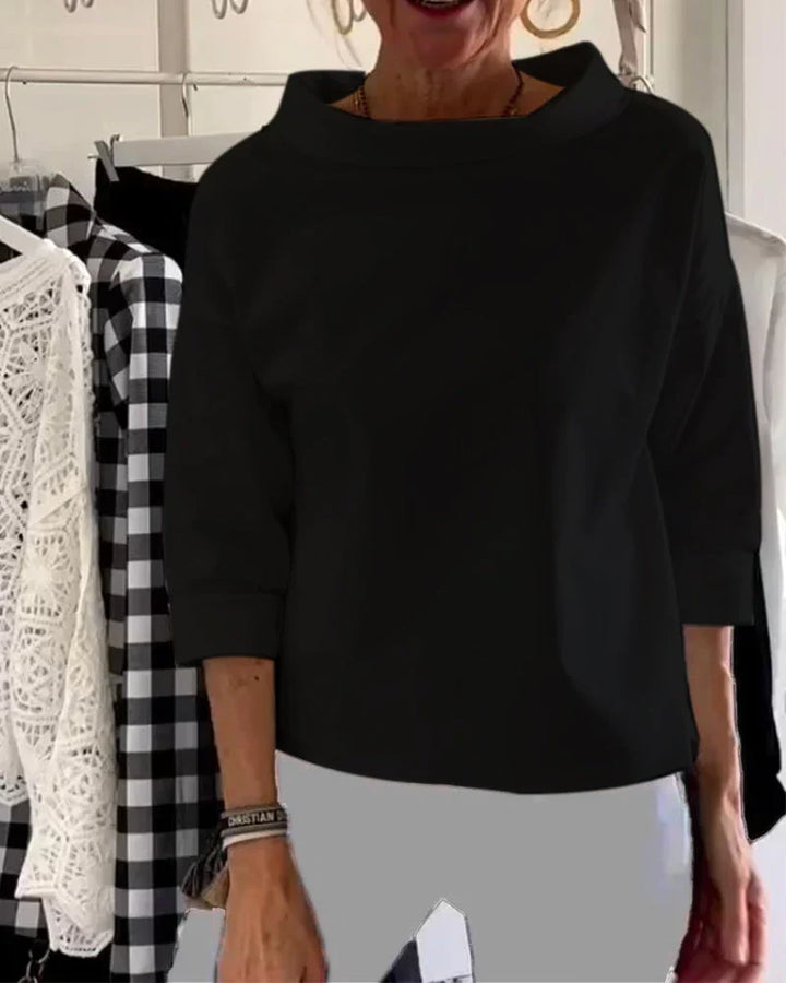 Serra | Damen Sweatshirt Stehkragen 3/4 Arm Unifarbe